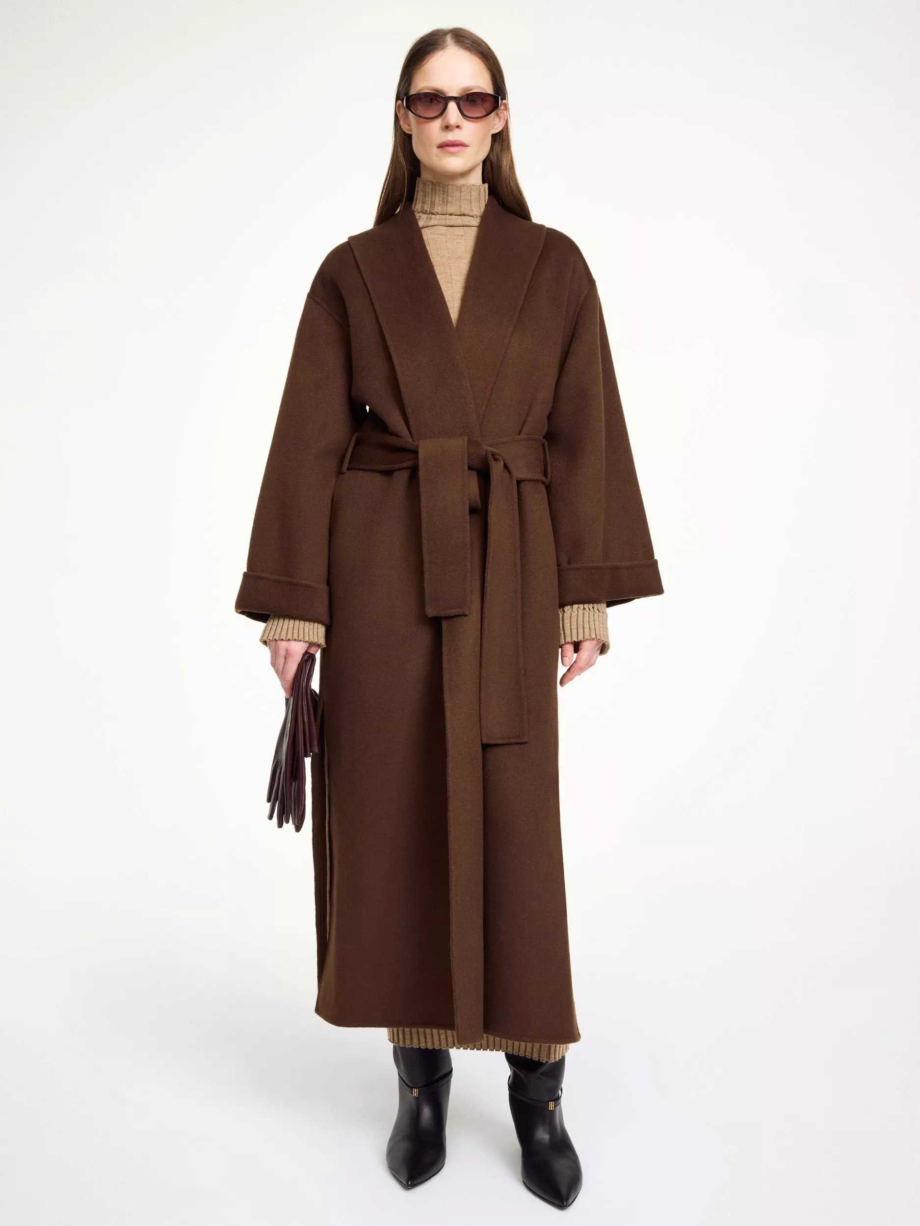 By Malene Birger Trullem Belted Pure Wool Overcoat, Carafe | John Lewis (UK)