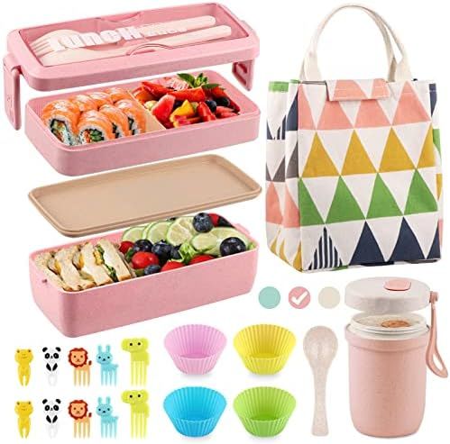 Bento Lunch Box for Adults and Kids, NatraProw Bento Box Japanese Lunch Box Kit, Leakproof Lunch Box | Amazon (US)