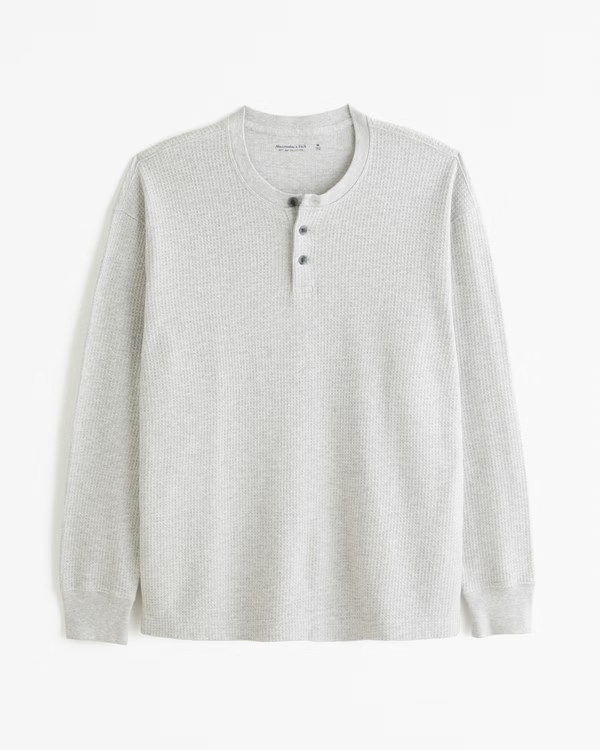 Long-Sleeve Grid Waffle Henley | Abercrombie & Fitch (US)