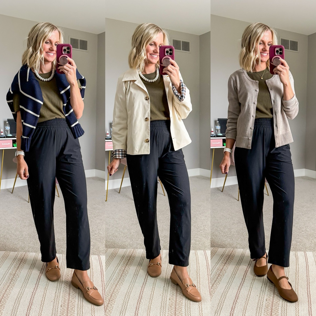 Fall Capsule 2026 🍂 Three ways I'm styling my black wide-leg pants! This is look 5 of 10 with this piece — my 20-piece capsule mixes and matches into 120 outfits. Which one is your favorite?! Shop the pieces on my LTK! 🤎 

 #fallcapsulewardrobe #capsulewardrobe #falloutfits #fallfashion #petitestyle #affordablefashion #ltkstyle #ltkfall