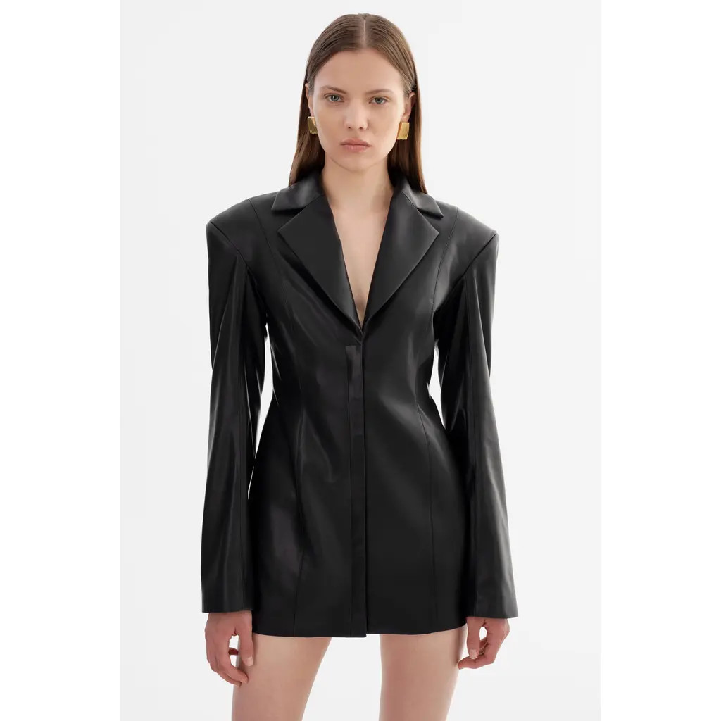 LAMARQUE Benedetta | Faux Leather Blazer Dress in Black at Nordstrom, Size Xx-Small | Nordstrom