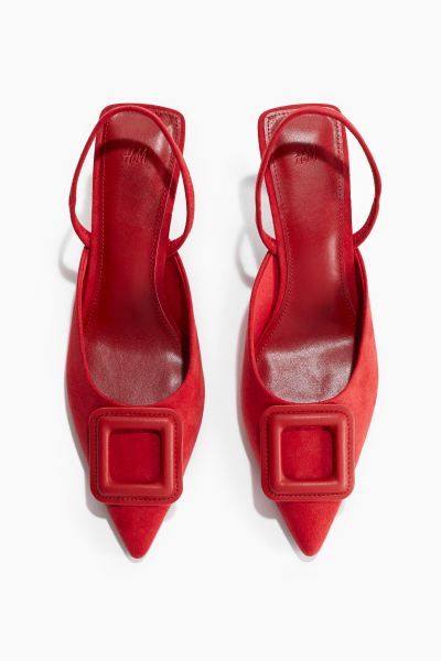 Pointed slingback court shoes - High heel - Red - Ladies | H&M GB | H&M (UK, MY, IN, SG, PH, TW, HK)