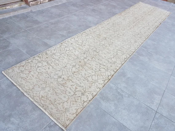Pastel Beige Soft Hallway Rug 2'6x11'8 Sun Muted Turkish Runner Rug 3x12 Runners Distressed Bohem... | Etsy (US)