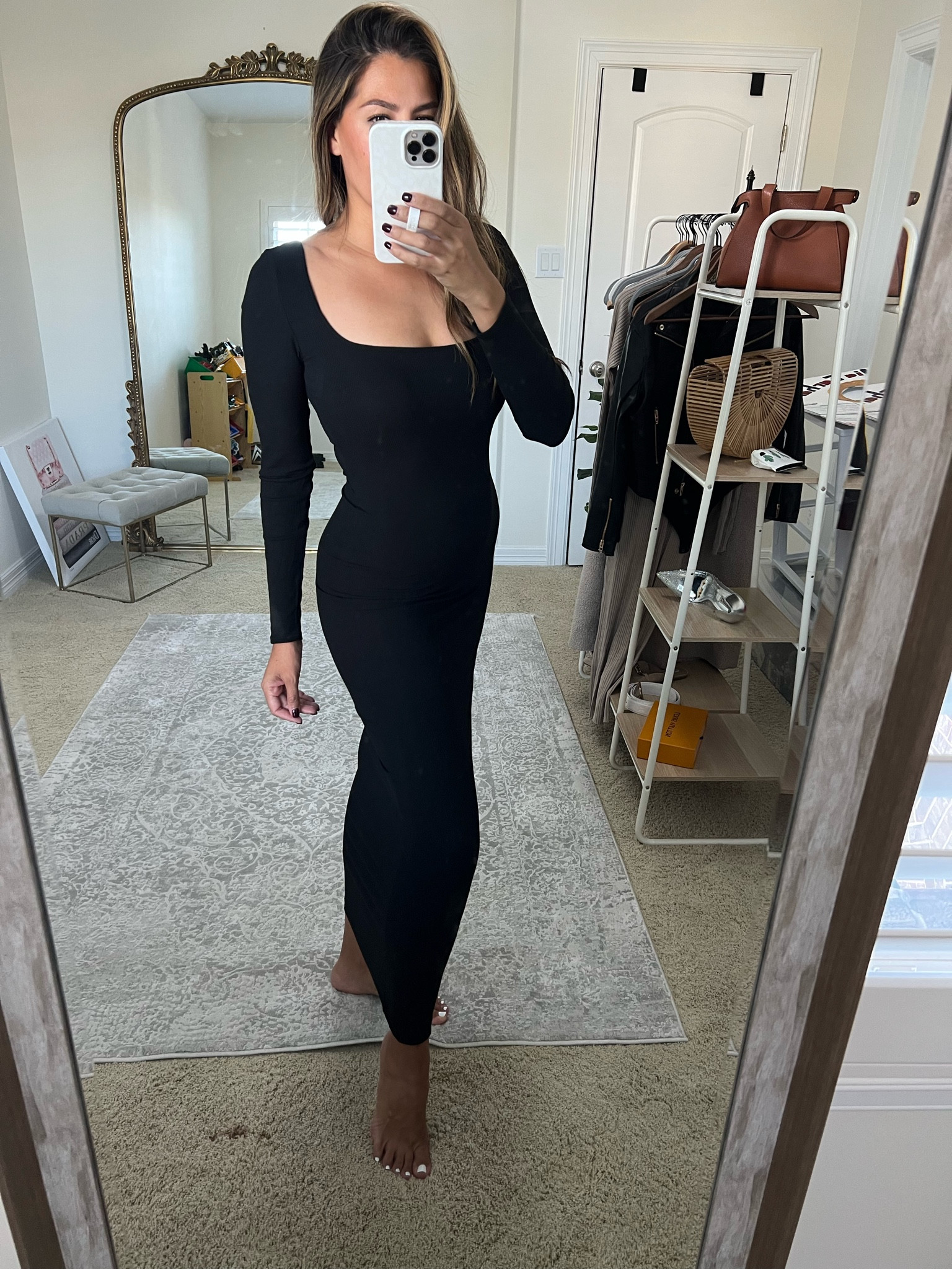 New SKIMS long sleeve lounge dress. Fits tts, wearing a medium 

#LTKcurves #LTKstyletip #LTKSeasonal