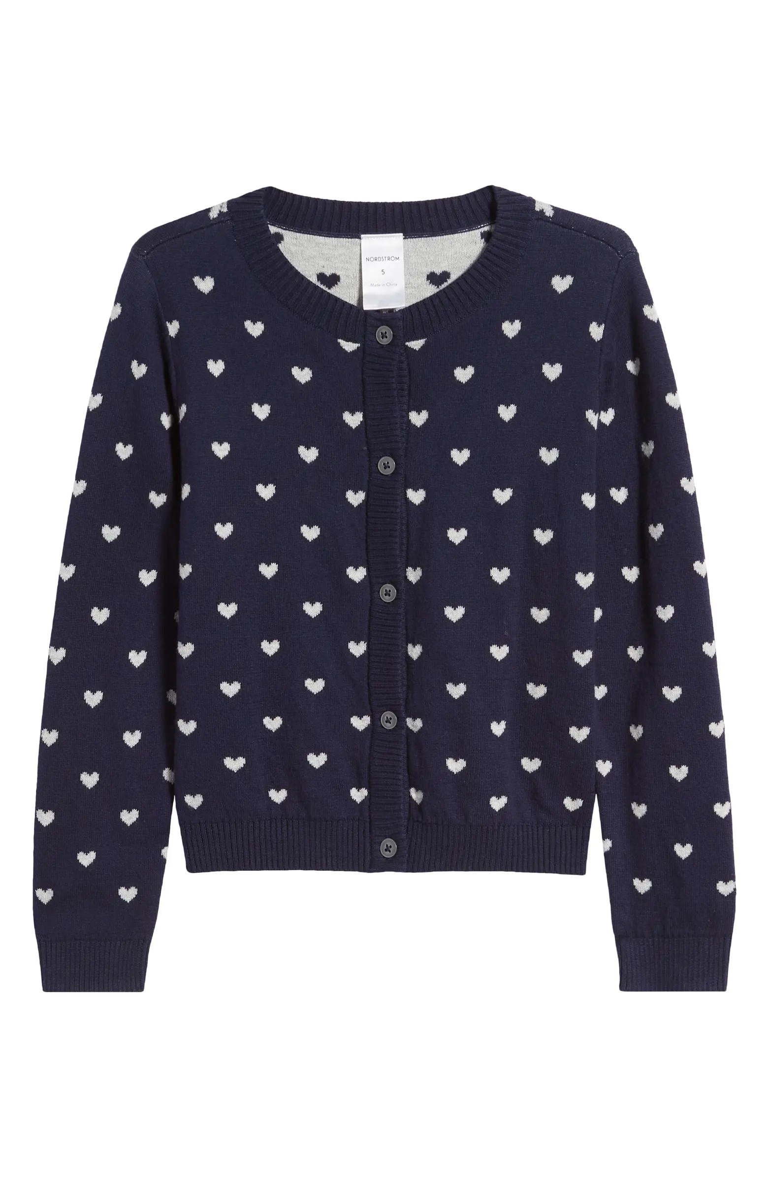 Nordstrom Kids' Heart Jacquard Cotton Cardigan | Nordstrom | Nordstrom