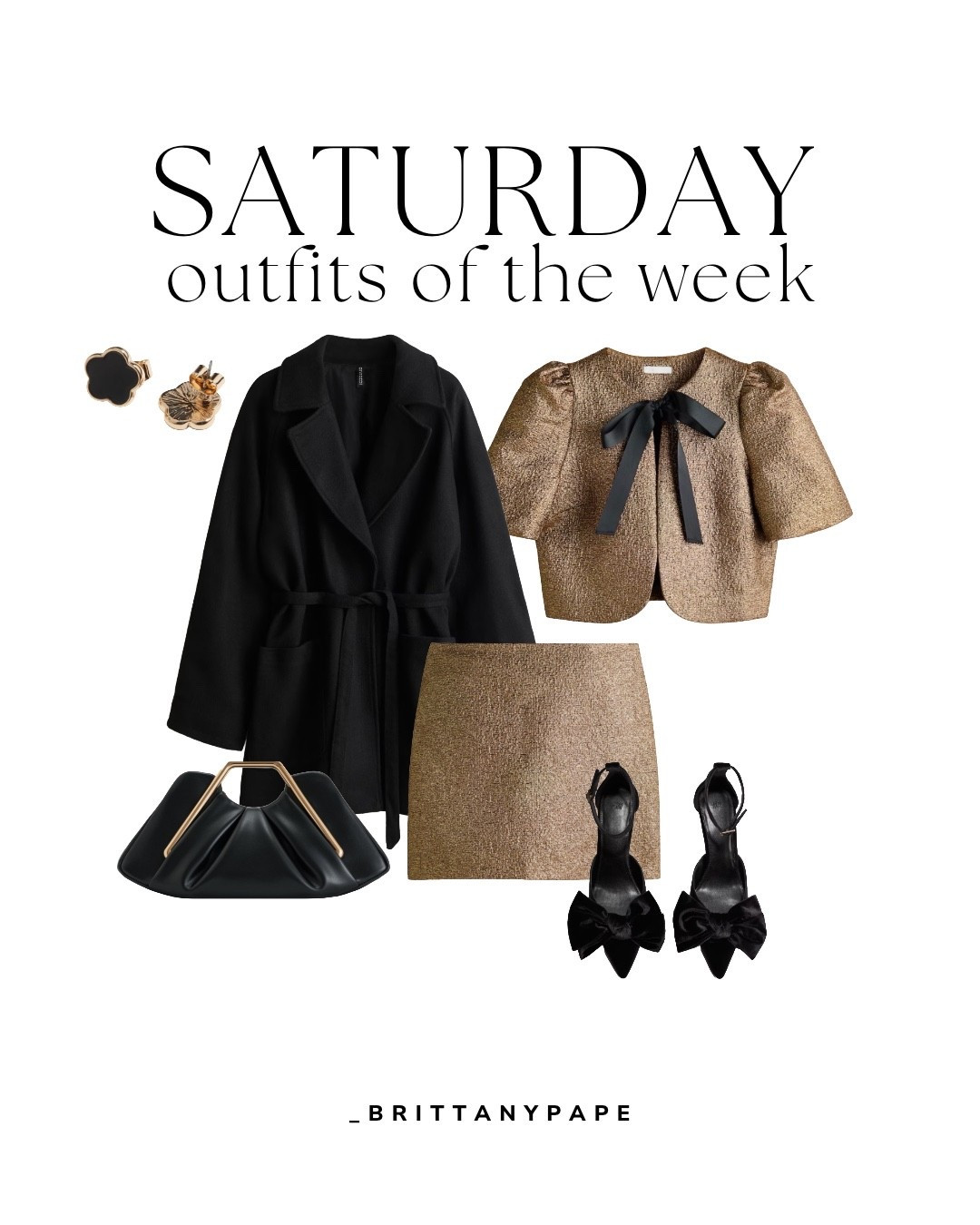 The perfect Christmas party outfit ❤️🎁
Click below to shop links 


Christmas outfit, gold skirt, gold top,  sparkle outfit, sequin outfit, holiday outfit, nye outfit, nye dress,, H&amp;M, black coat, black jacket, trench coat, wool coat, black purse, black clutch l, black heels, bow heels, gold earrings, gold bracelet, clover bracelet, Christmas photos, family photos

#LTKHoliday #LTKootd #LTKFindsUnder50