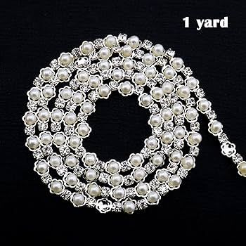 Pearl and Rhinestone Chain Pearl Bead String for Wedding Party Decoration Bridal Bouquet Sewing C... | Amazon (US)