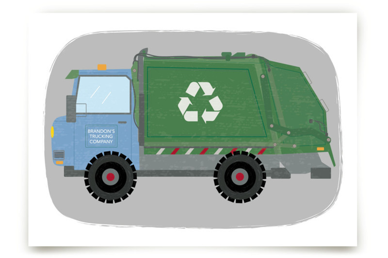 "The Garbage Recycle Truck" - Custom Open Edition Children's Art Print by Rebecca Marchese. | Minted