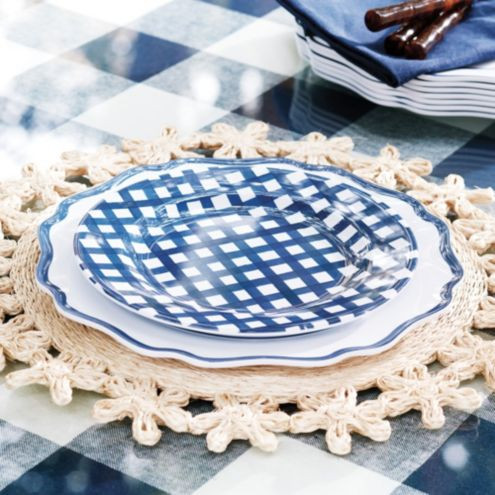 Gingham Melamine Accent Plates Set of 4 | Ballard Designs, Inc.