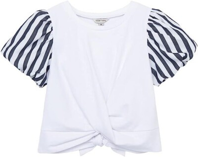 HABITUAL Girl's Puff Stripe Sleeve Wrap Top (Big Kids) Size 12 | eBay US
