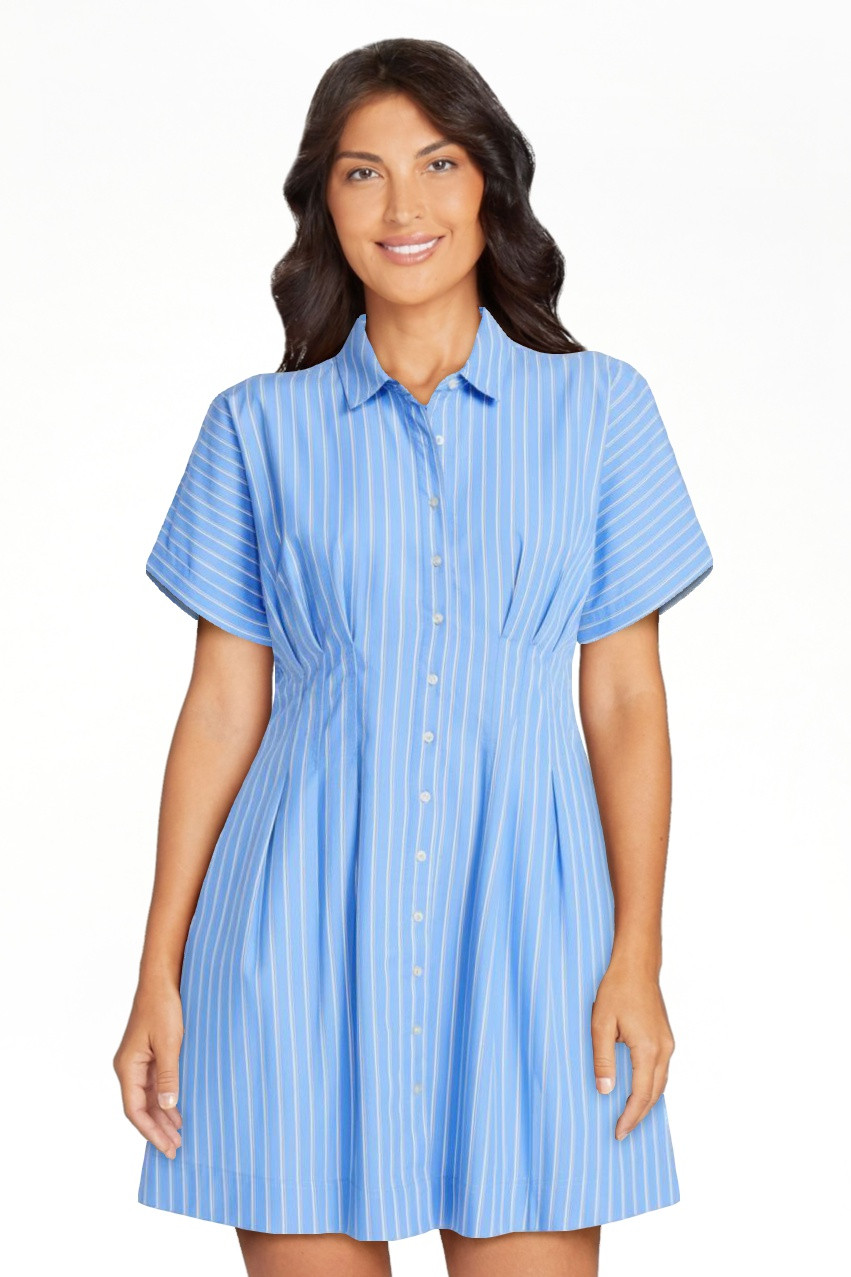 Free Assembly Women's Cotton Corset Mini Shirtdress with Short Sleeves, Sizes XS-XXL | Walmart (US)