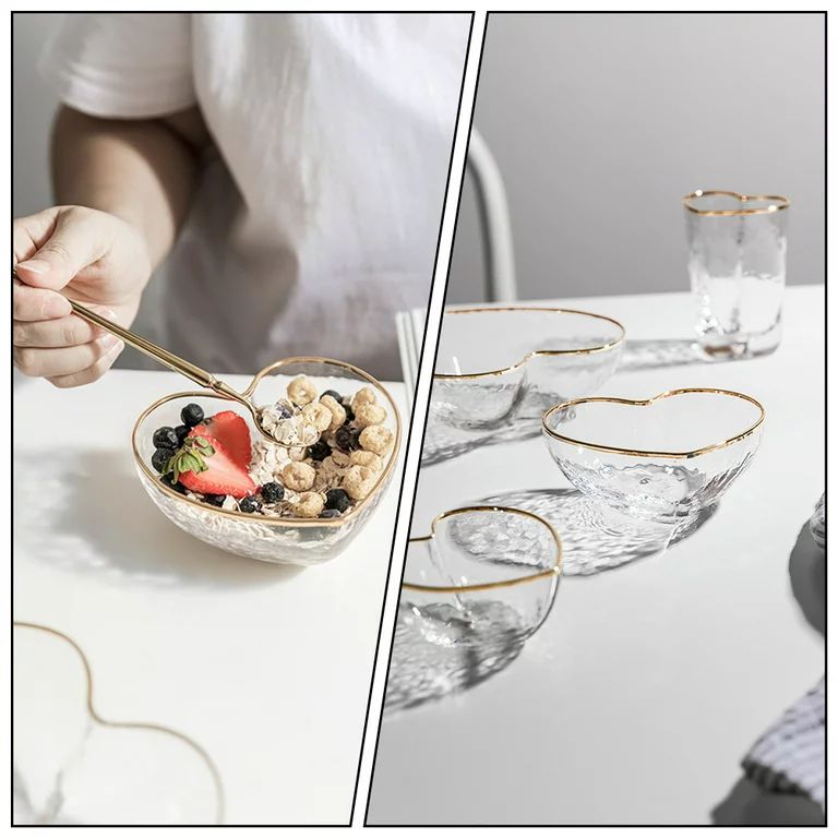 TOYMYTOY Creative Salad Bowl Heart-shaped Transparent Bowl Glass Fruit Dessert Bowl | Walmart (US)