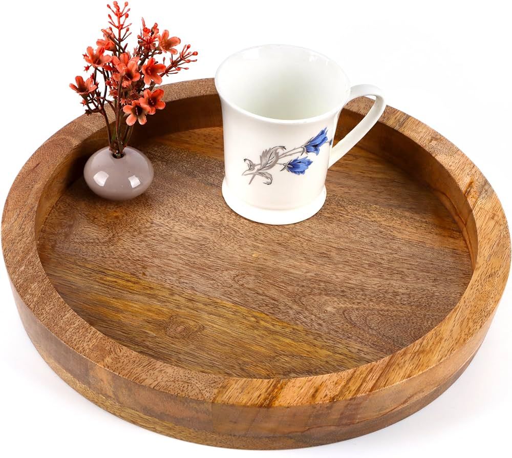 Rustic Wooden Tray Candle Holder - Small Decorative Plate Pillar,Serving Tray Wood for Farmhouse ... | Amazon (US)