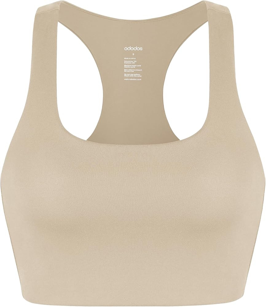 ODODOS 2-Pack Racerback Sports Bra for Women Medium Support Non Padded Yoga Bra with Band Sleevel... | Amazon (US)