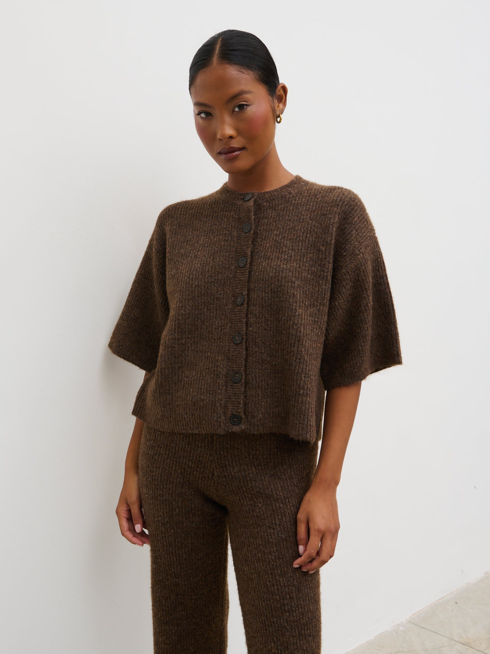 Ovalie Rib Knit Top - Chocolate | Pretty Lavish (UK)