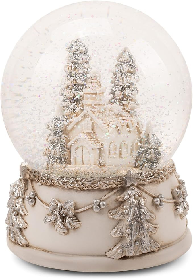 NAT & Jules Beautiful Snowy Church & Pine Tree Scene 6 x 4 inch Musical Glitter Snow Globe: Plays... | Amazon (US)