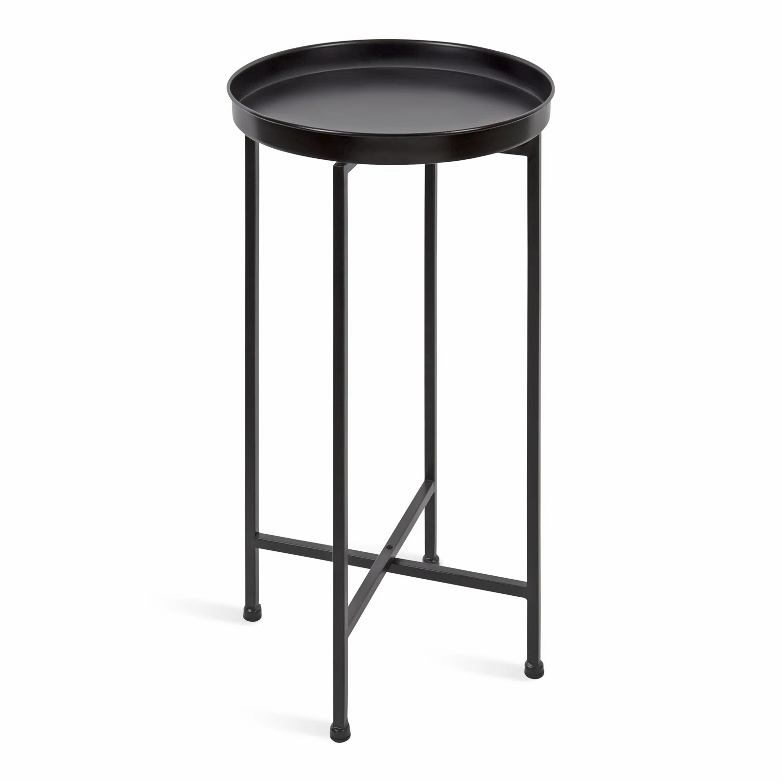 Alvis 25.8'' Tall Iron Tray Top Cross Legs End Table | Wayfair North America
