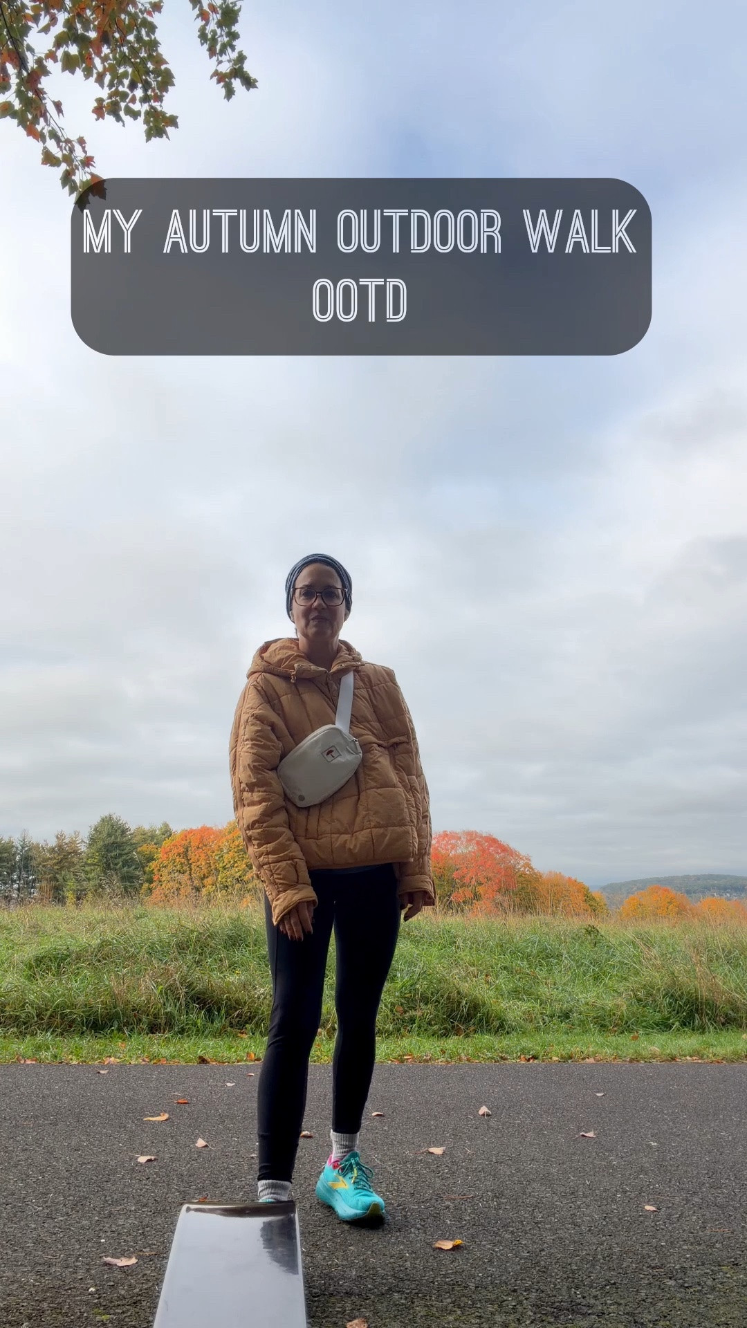 Today’s outfit for an autumn outdoor walk; style over 40; layers; fitness ootd