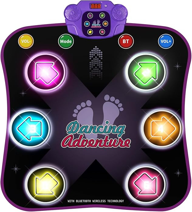 Flooyes Dance Mat Toys for 3-12 Year Old Kids, Electronic Dance Pad with Light-up 6-Button Wirele... | Amazon (US)