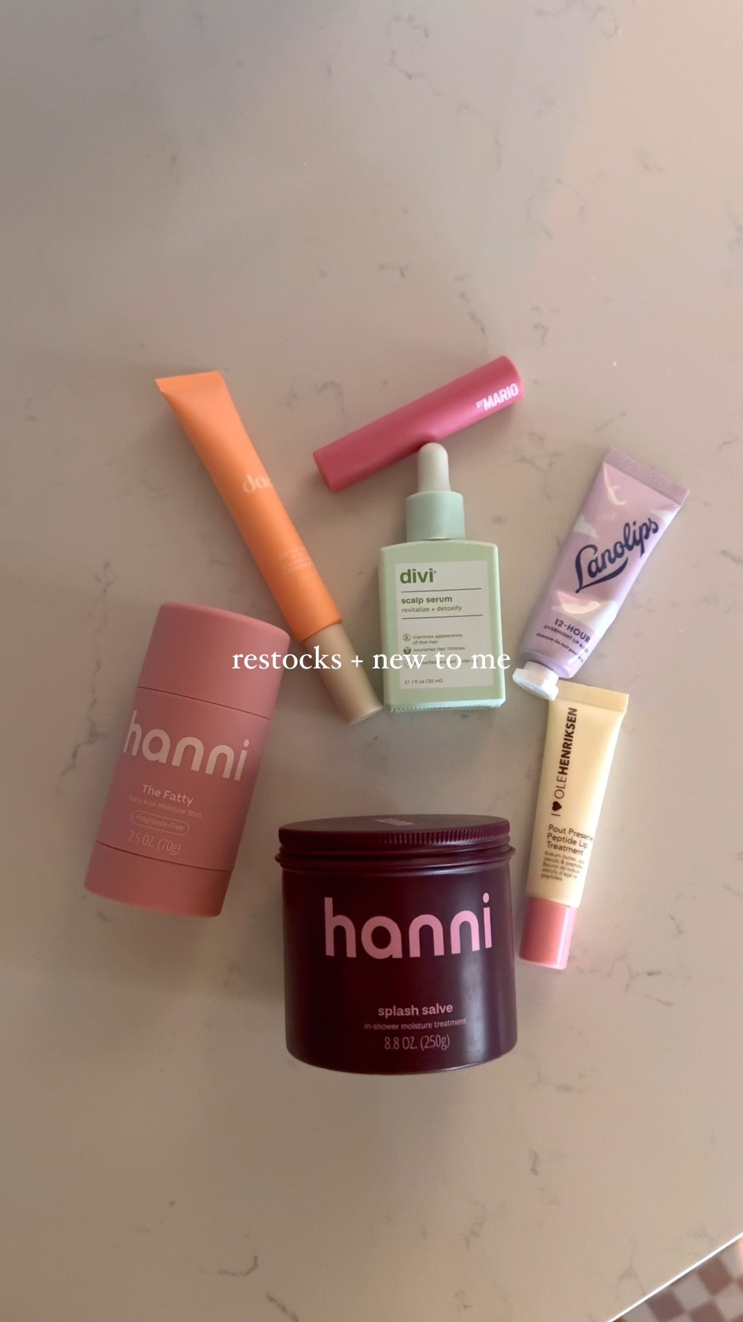 Restocks + new to me beauty finds ✨

hanni the fatty and splash salve - Dry winter skin hates to see these coming. New to me and excited to try! They have amazing reviews!

dae Cactus Fruit 3-in-1 Styling Cream with Taming Wand - New to me! Excited to try this for all of my postpartum wispy hairs. Also might try on Banks’ wild hair.

M AKEUP BY MARIO MoistureGlow Plumping Lip Serum - Restock! Shade pink glow is my favorite! Moisturizing and not sticky.

Divi Scalp Serum - Restock! Have loved this for postpartum hair growth. Also smells so good!

Lanolips 12 Hour Overnight Lip Mask - Restock! Love love loveeee this for overnight! So moisturizing and stays with me overnight!

OLEHENRIKSEN Pout Preserve Hydrating Peptide Lip Treatment - restock, but this is a new to me scent and it smells so good! One of my most repurchased lip products. 


#LTKselfcare #LTKBeauty