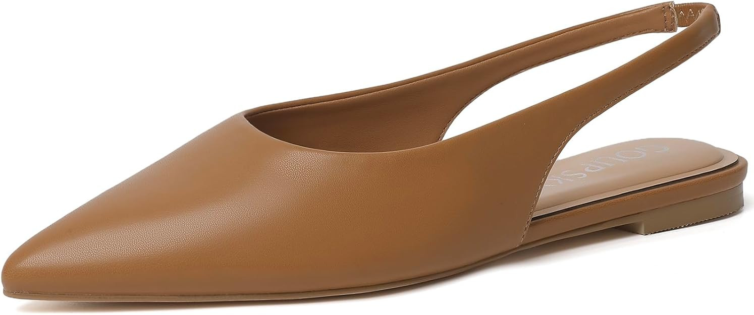 Slingback Flats for Women Pointed Closed Toe Ballet Flats Shoes Women's Slip On Flat Office Shoes | Amazon (US)