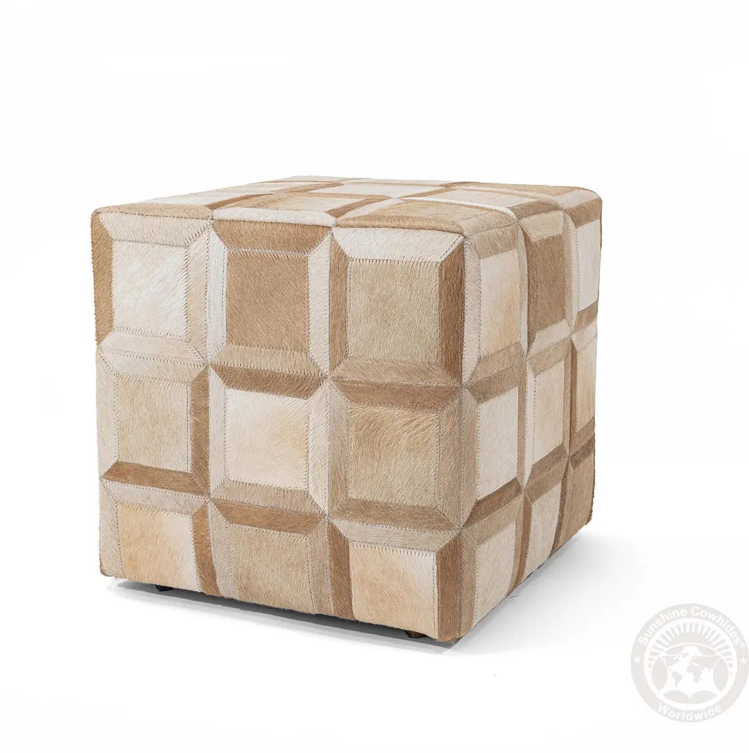 Ottoman Handmade Leather Pouf | Unique Natural Cowhide Decor - Size 18x18x19'' - Etsy Canada | Etsy (US)