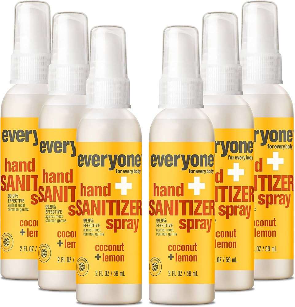 Everyone Hand Sanitizer Spray, 2 Ounce (Pack of 6), Coconut and Lemon, Made with Sugarcane Derive... | Amazon (US)