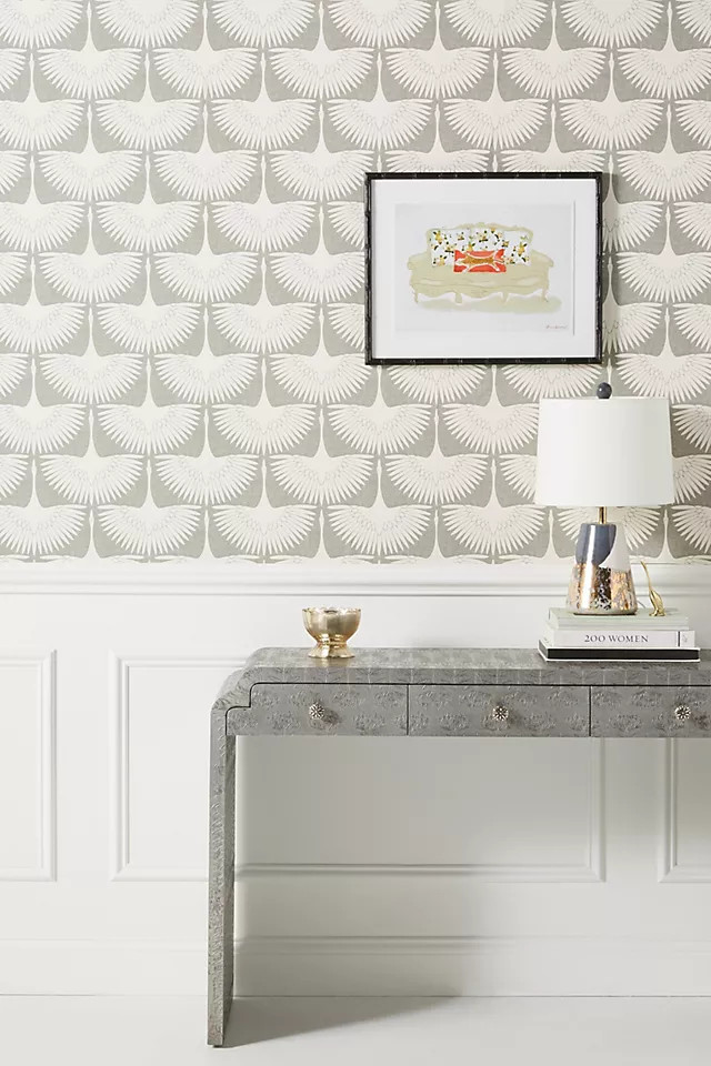 Feather Flock Chalk Wallpaper | Anthropologie (US)