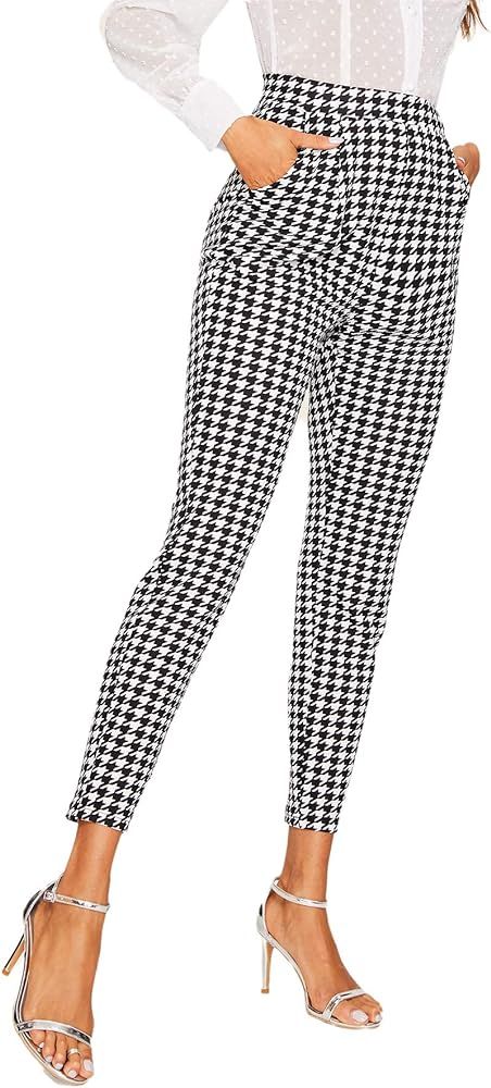 SweatyRocks Women's Striped Elastic High Waist Slim Fit Loose Casual Long Pants | Amazon (US)