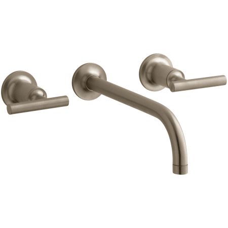 Kohler K-T14414-4-BV Brushed Bronze Purist 1.2 GPM Wall Mounted Widespread Bathroom Faucet | Build.com, Inc.