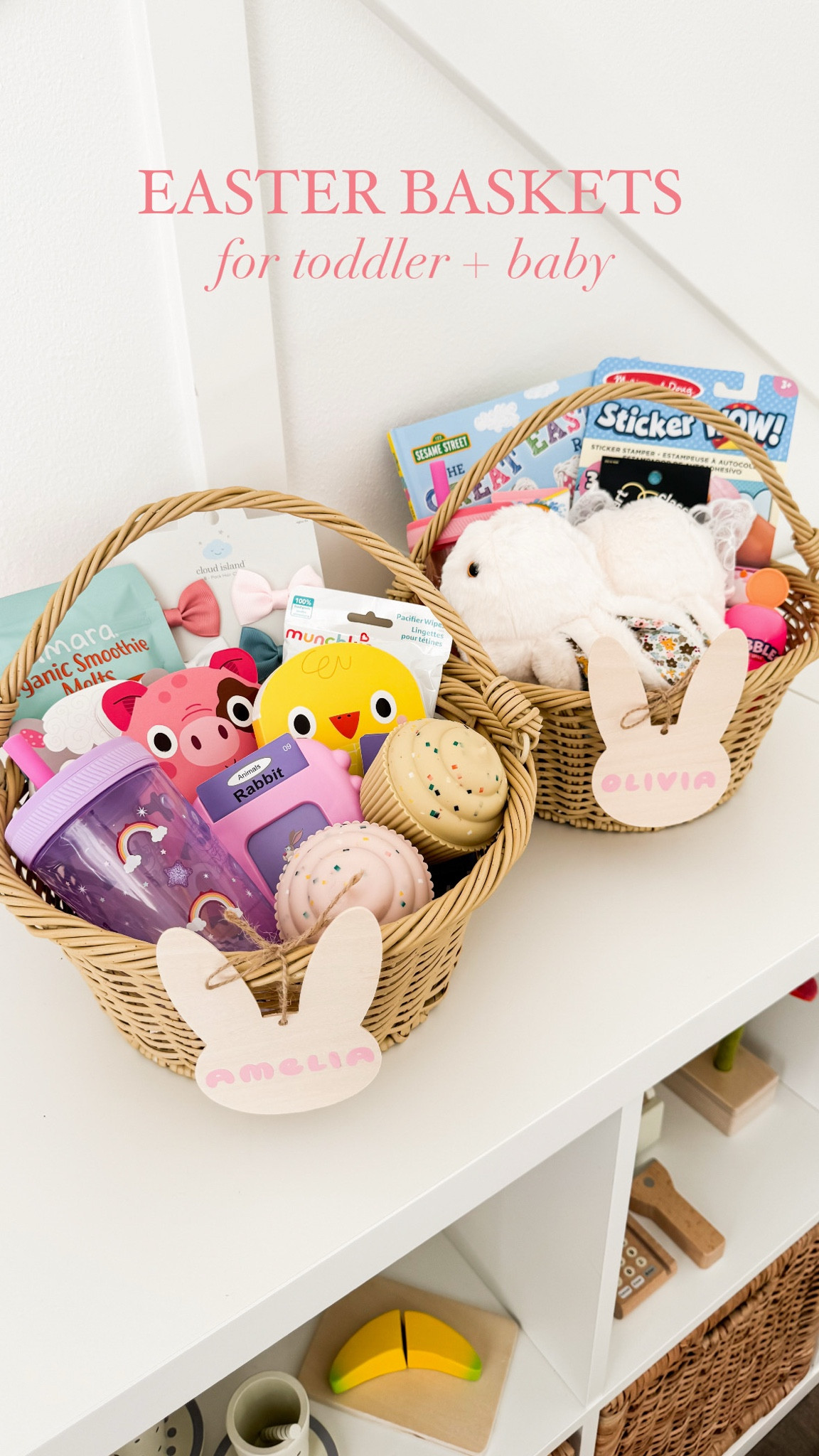 Easter Baskets for Toddler and Baby! 

Easter basket stuffers, silicone mix and match cupcake, talking flash cards, toddler slippers, pacifier wipes, organic smoothie melts, toddler cups, easter books, fubbles bubbles no spill, unicorn bundle sticker stamper, finger paint

#LTKKids #LTKHome #LTKBaby