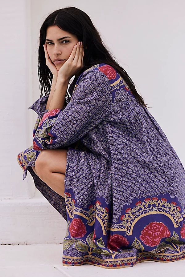 Smell The Roses Mini Dress by Free People, Blue Combo, XL | Free People (Global - UK&FR Excluded)