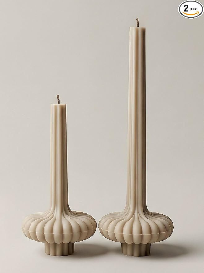 LAWA Set of 2 Pumpkin Base Candle - Beautiful Handmade Pillar Unscented Soy Wax Elegant Aesthetic... | Amazon (US)