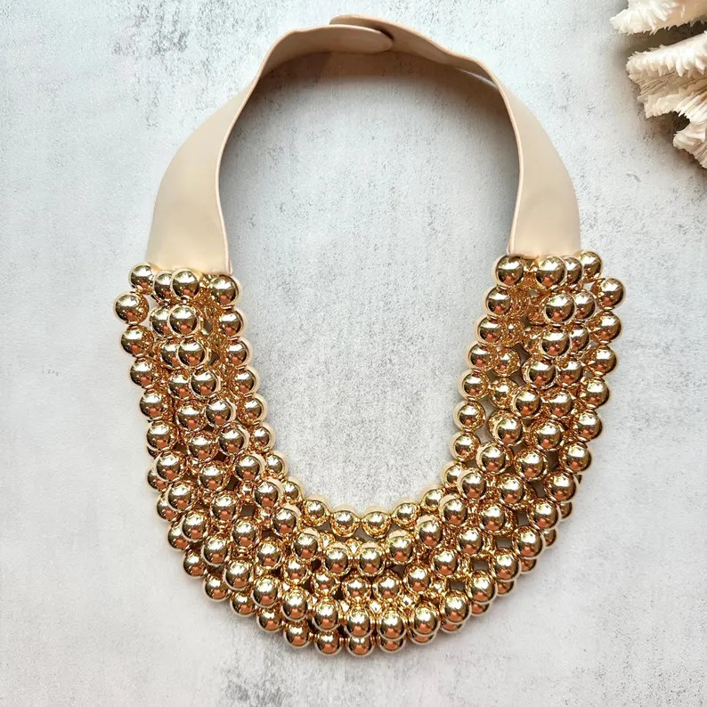 Gold Ball Statement Necklace: Multi Layered Chunky Magnetic Clasp | Etsy (US)