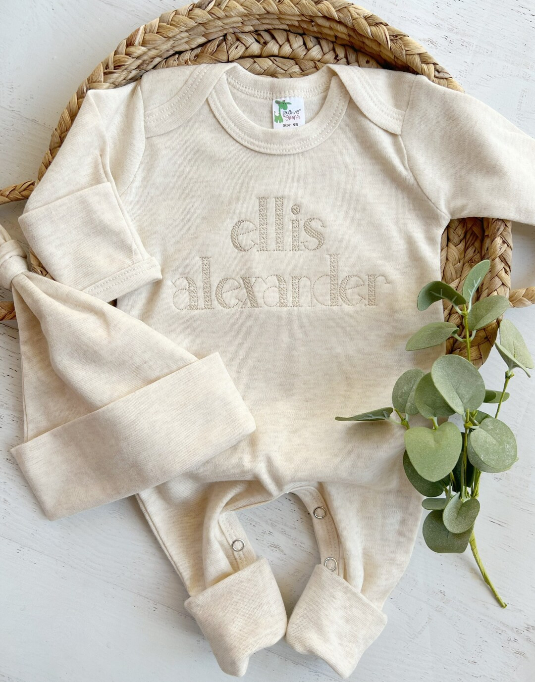 Personalized Oatmeal Baby Romper and Hat Set Custom Coming - Etsy | Etsy (US)