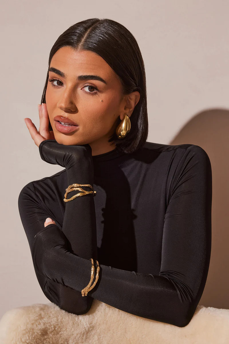 Zadie Oversized Double Teardrop Earrings - Gold | MESHKI US