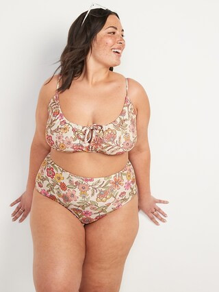 Gathered Keyhole-Front Bikini Swim Top for Women | Old Navy (US)