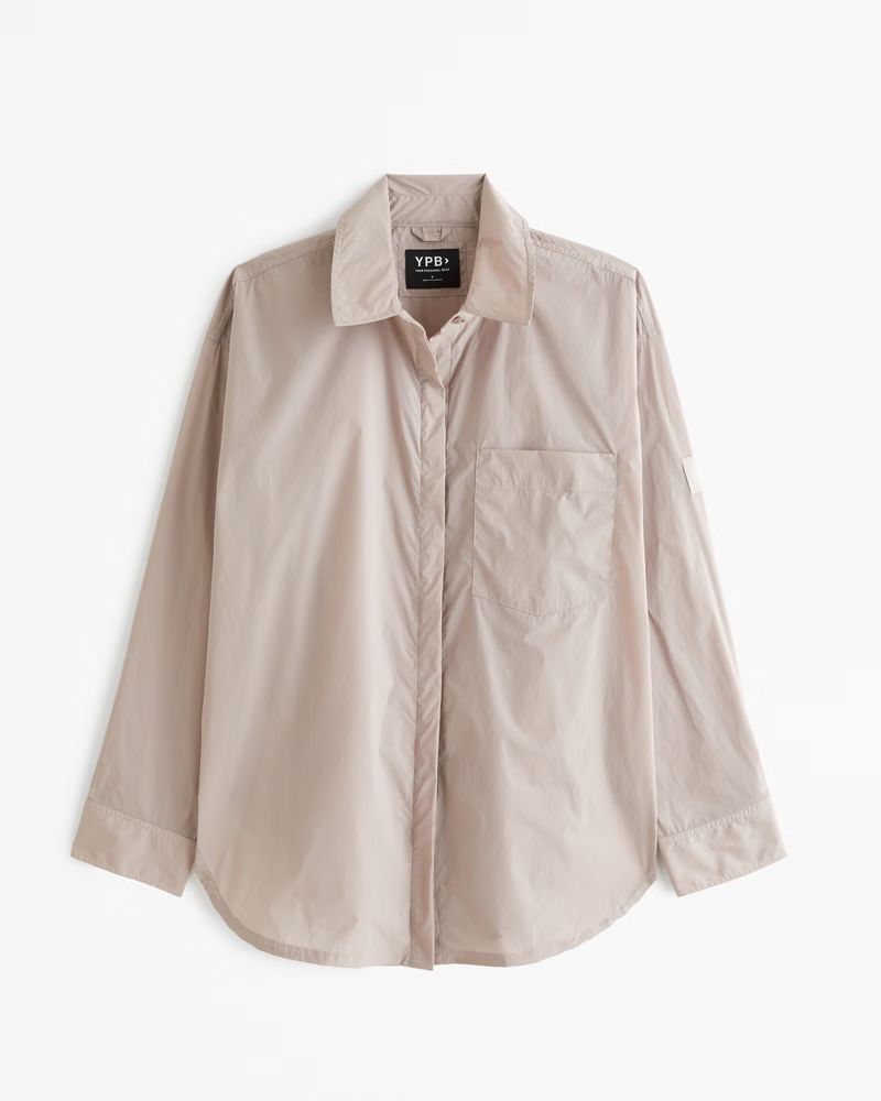 Women's YPB Crinkle Nylon Button-Up Shirt | Women's New Arrivals | Abercrombie.com | Abercrombie & Fitch (US)