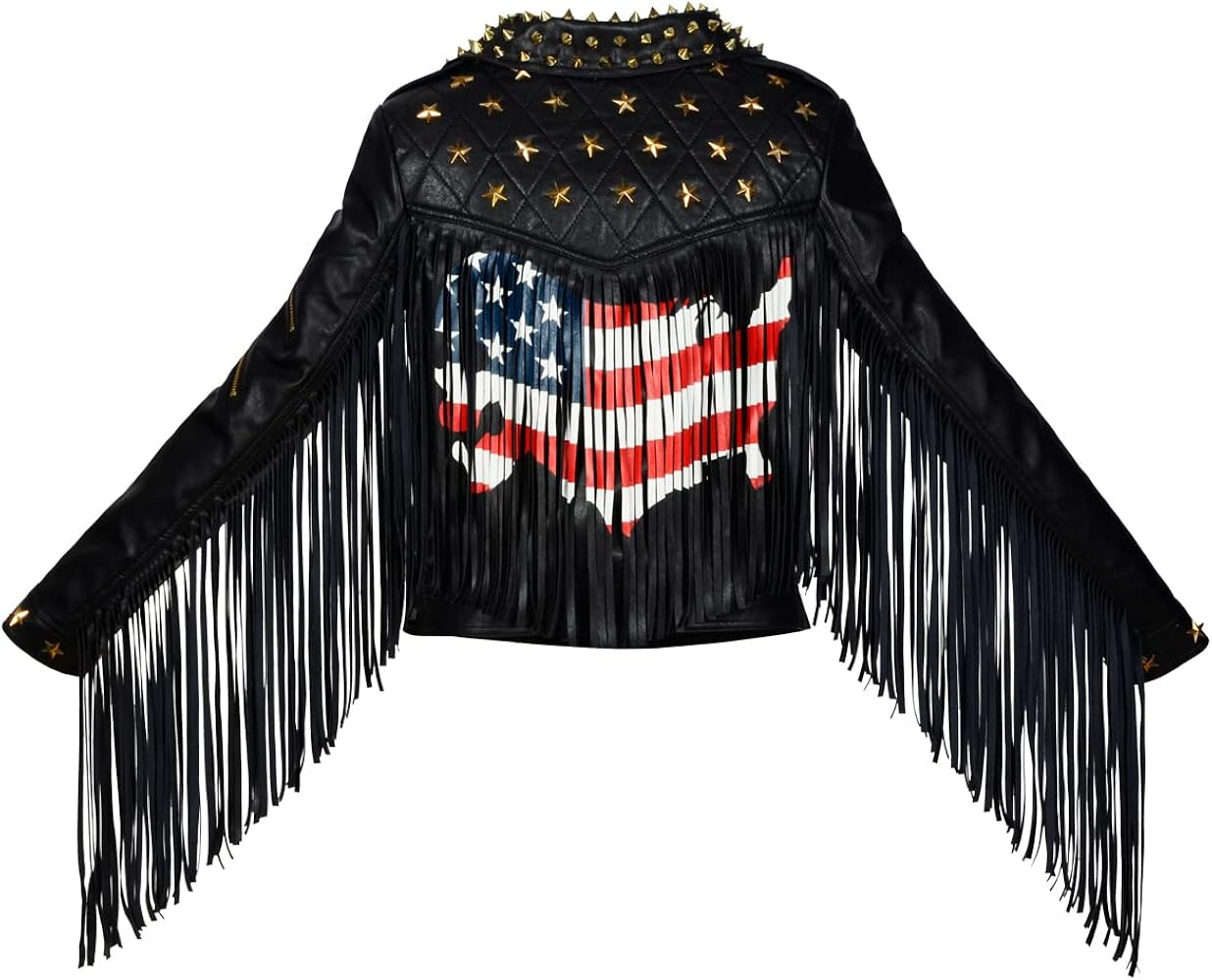 SX Spring Autumn Women Jacket NEW Personality Tassel Rivets Faux Leather PU Short Biker Leather J... | Amazon (US)