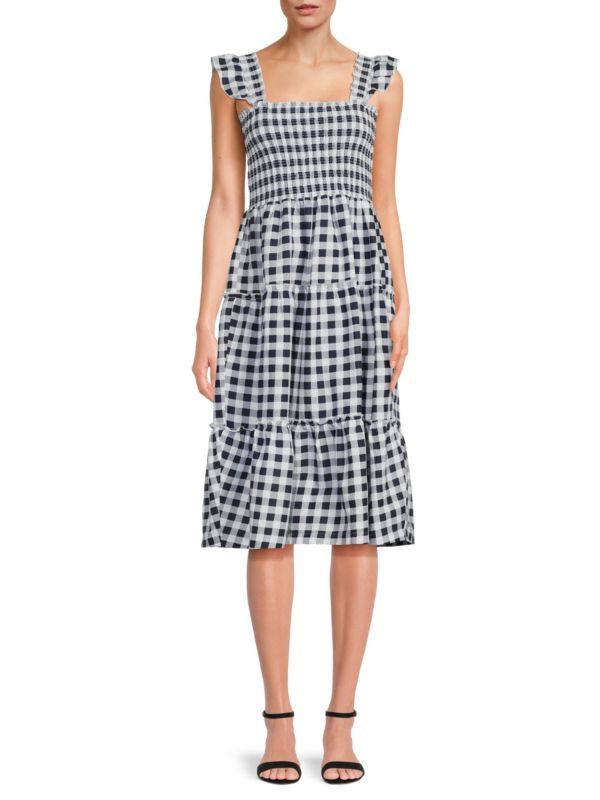Smocked Linen Blend Tiered Dress | Saks Fifth Avenue OFF 5TH