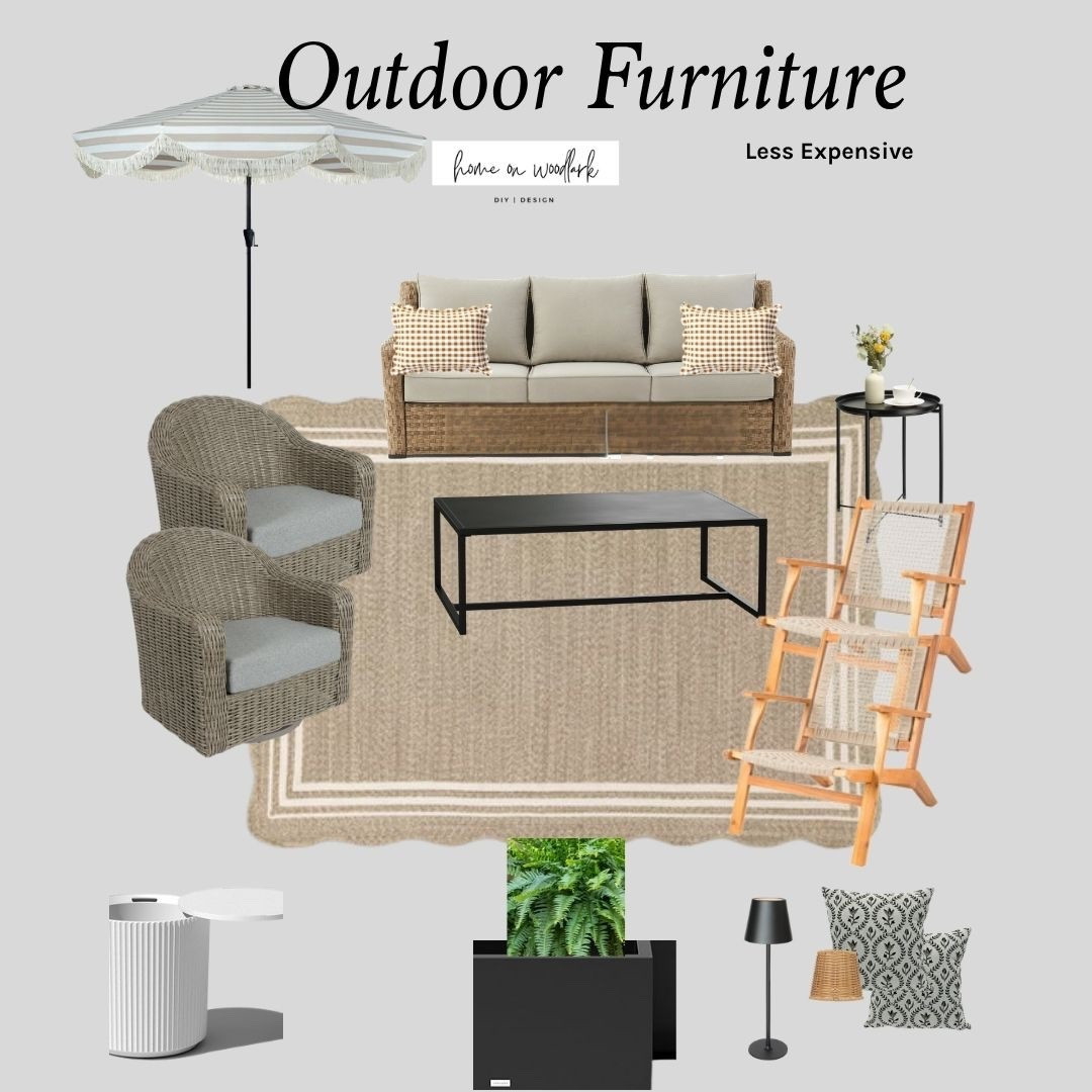 Outdoor furniture budget friendly edition.  

Outdoor sofa.  Outdoor chairs.  Outdoor planter.  Outdoor rug.  Outdoor umbrella.  Walmart outdoor furniture.  

#LTKSeasonal #LTKHome #LTKSaleAlert