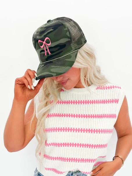 Camo Bow Trucker Hat | Reap the Sew Boutique