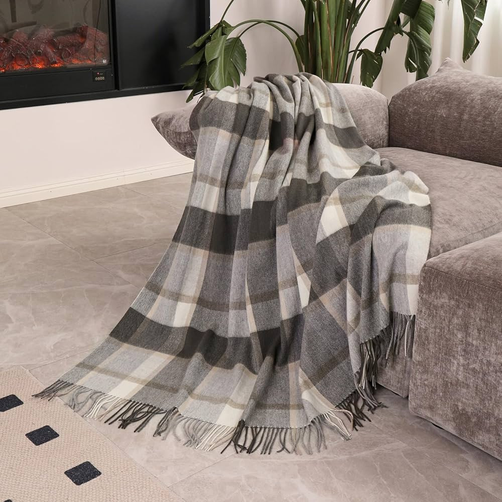 Woolly Mammoth Merino Wool Blanket - Large 55x83 inches, 1.5 lbs,Wool Fringed Knee Throw Blanket ... | Amazon (US)