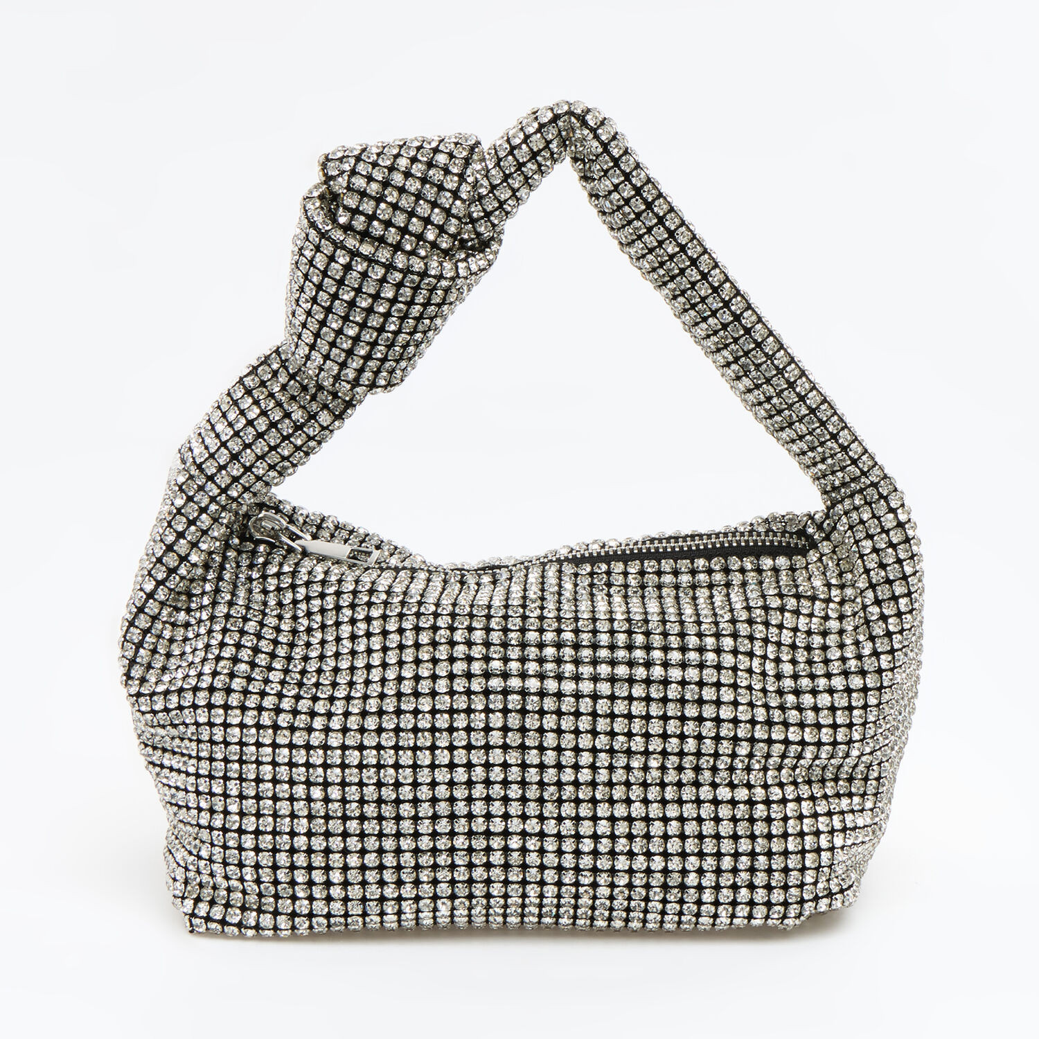 Silver Tone Diamante Chunky Knot Detail Grab Bag | TK Maxx