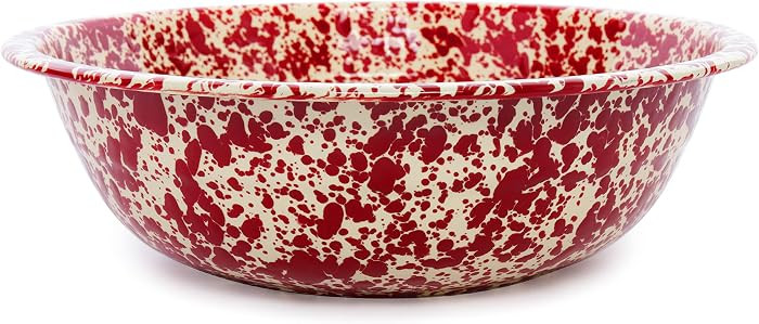 Crow Canyon Home Enamelware Medium Basin, 8 quart, Burgundy/Cream Splatter (Single) | Amazon (US)