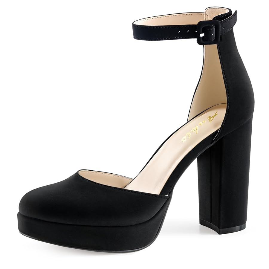 Ankis Black Platform Closed Toe Heels for Women, Womens Heels Closed Round Toe Chunky Block Pumps... | Amazon (US)