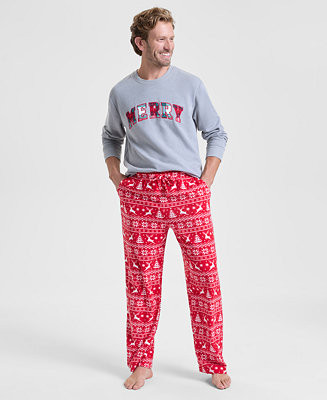 Holiday Lane Men's Deer Fair Isle Fleece Pajama Pants, Macy's Exclusive - Macy's | Macy's