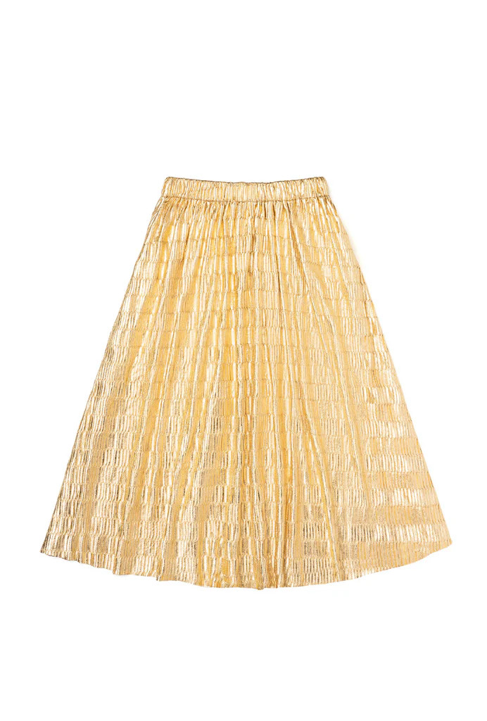 Metallic Pleated Skirt - Gold | Shop BURU