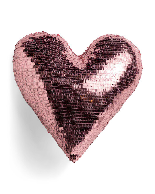 20x19 Sequin Party Heart Shaped Pillow | TJ Maxx