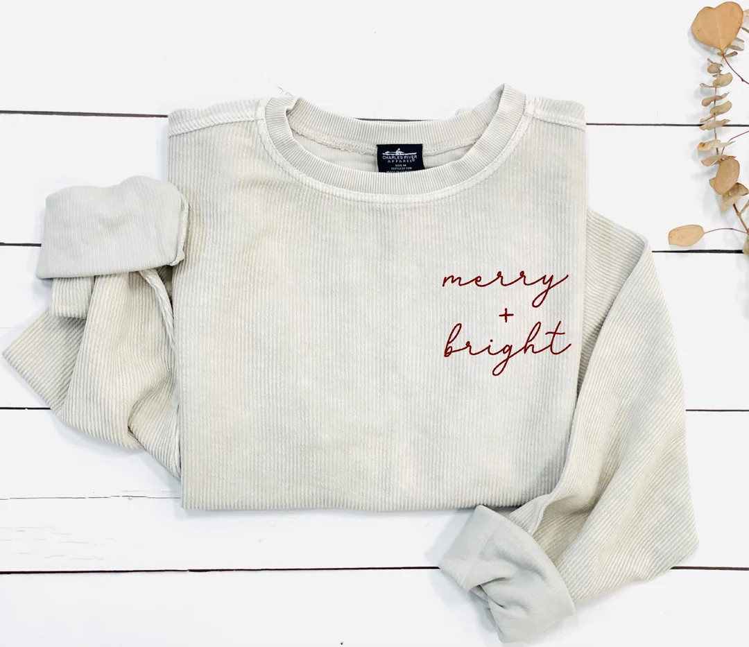 Merry and Bright, Womens Christmas Sweatshirt, Christmas Sweatshirt, Christmas Pajamas Women, Hol... | Etsy (US)